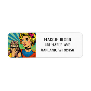 Cartoon Comic Pop Art Femmes tenant un chat