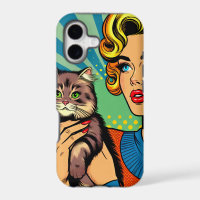 Cartoon Comic Pop Art Women and Cat Personalized