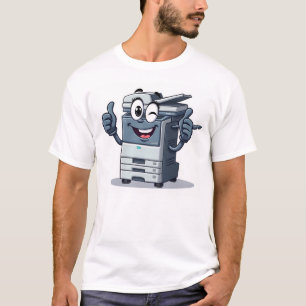 Cartoon Copier Machine Mascot with Legs and Big Ey T-Shirt