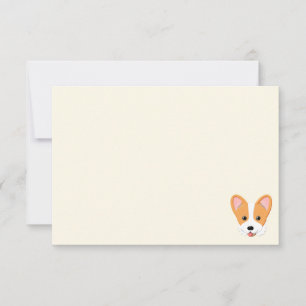 Cartoon Corgi Blank Cream Off White Card
