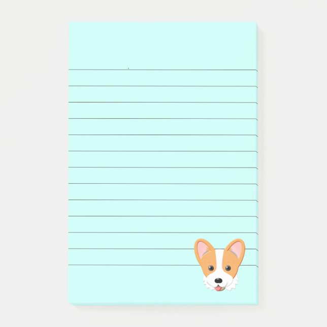 Cartoon Corgi Lined Post-it Notes (Front)