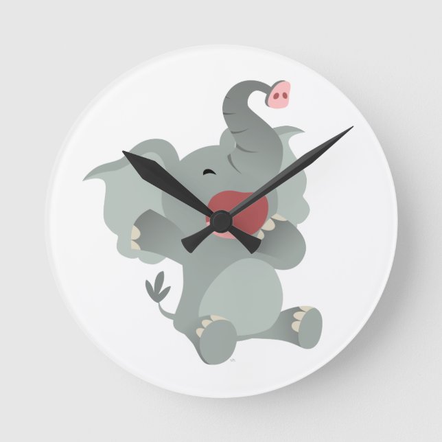 Cartoon couché mignon Eléphant Horloge murale (Recto)