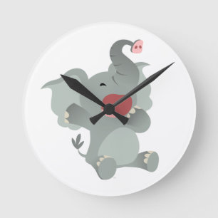 Cartoon couché mignon Eléphant Horloge murale