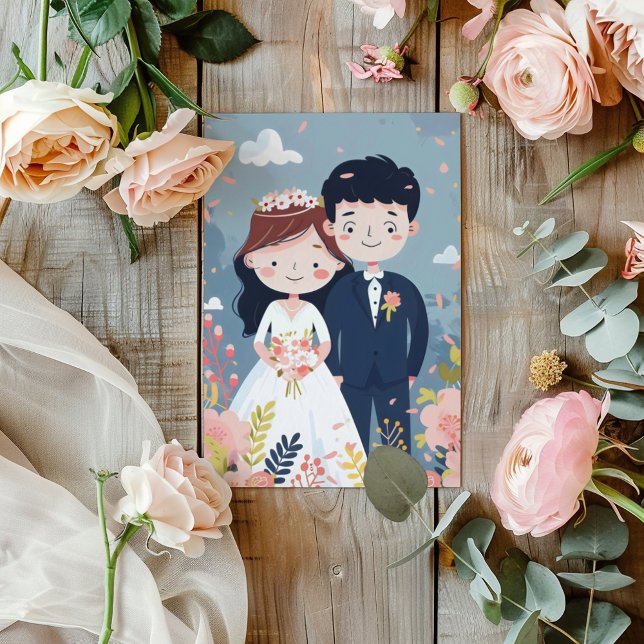 Cartoon Couple Cute Wedding Invitation (Creator Uploaded)