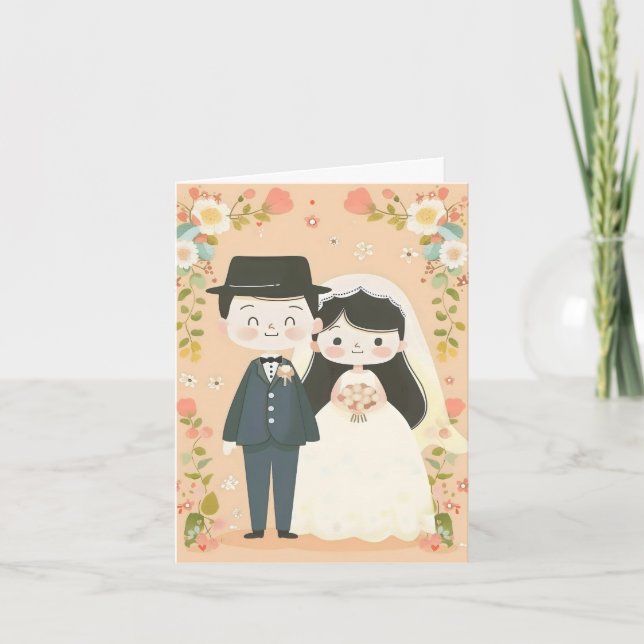 Cartoon Couple Cute Wedding Invitation (Front)