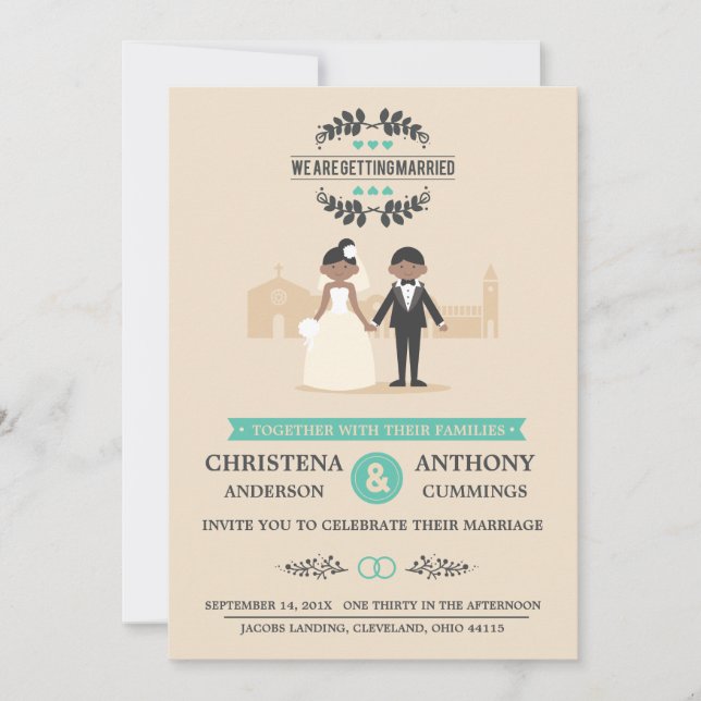 Cartoon Couple Wedding Invitation (LAA) (Front)
