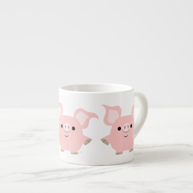 Cartoon court mignon Cochon Espresso Mug (Devant droit)