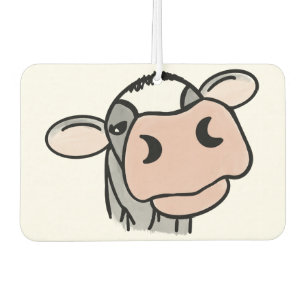 cartoon cow black white pink kiss grey farm animal air freshener