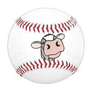 cartoon cow black white pink kiss grey farm animal baseball