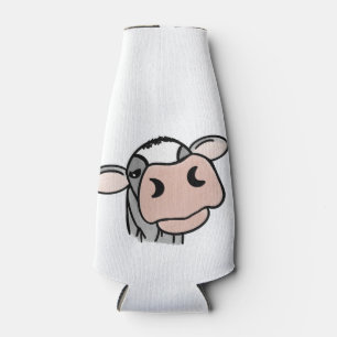 cartoon cow black white pink kiss grey farm animal bottle cooler
