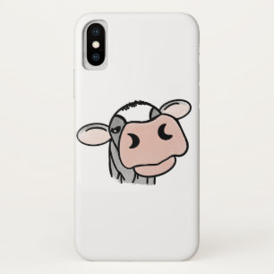 cartoon cow black white pink kiss grey farm animal Case-Mate iPhone case