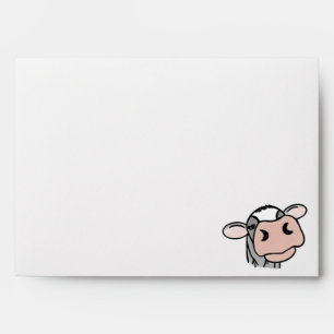 cartoon cow black white pink kiss grey farm animal envelope