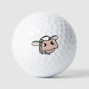 cartoon cow black white pink kiss grey farm animal golf balls