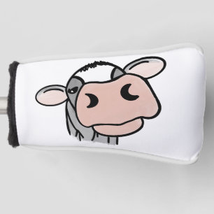 cartoon cow black white pink kiss grey farm animal golf head cover