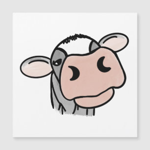 cartoon cow black white pink kiss grey farm animal magnetic invitation
