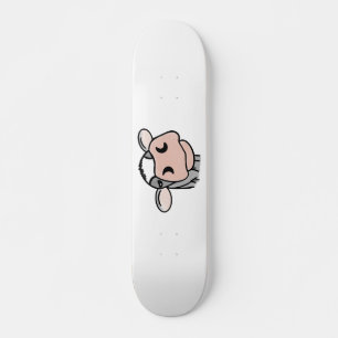 cartoon cow black white pink kiss grey farm animal skateboard
