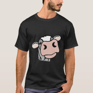 cartoon cow black white pink kiss grey farm animal T-Shirt