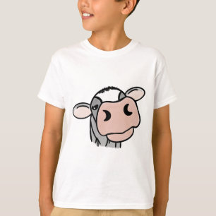 cartoon cow black white pink kiss grey farm animal T-Shirt