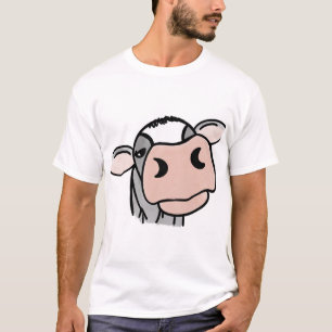 cartoon cow black white pink kiss grey farm animal T-Shirt