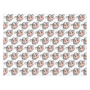 cartoon cow black white pink kiss grey farm animal tablecloth