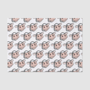 cartoon cow black white pink kiss grey farm animal tissue paper