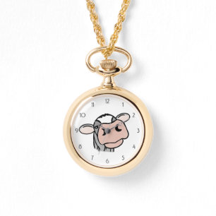 cartoon cow black white pink kiss grey farm animal watch