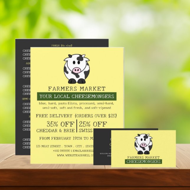 Cartoon Cow, Cheesemonger Business Card (Creator Uploaded)