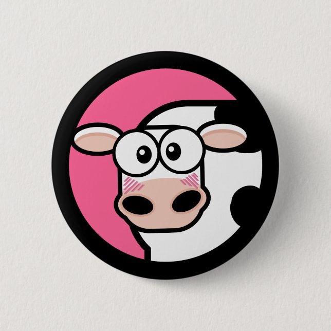 Cartoon Cow Customizable Button (Front)