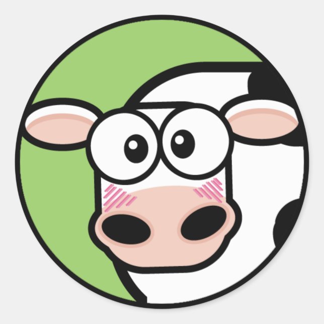 Cartoon Cow Customizable Sticker (Front)