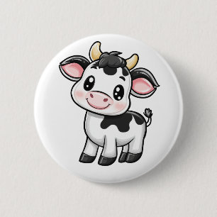 Cartoon cow illustration 2 inch round button