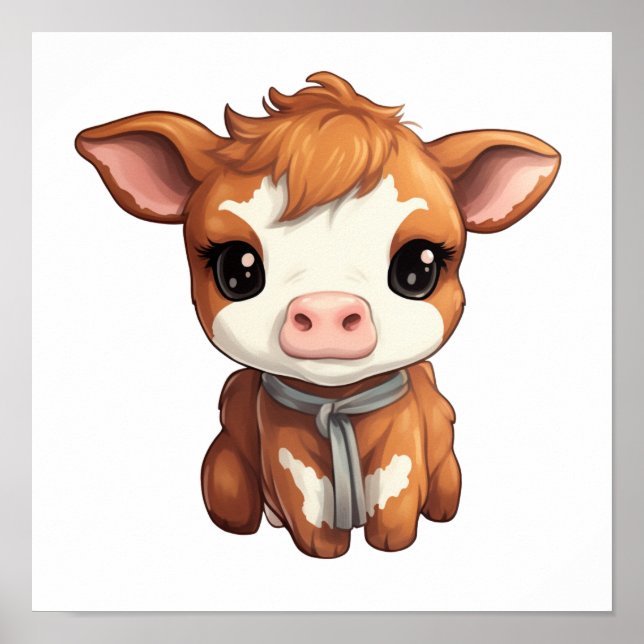 Cartoon cow illustration poster (Front)