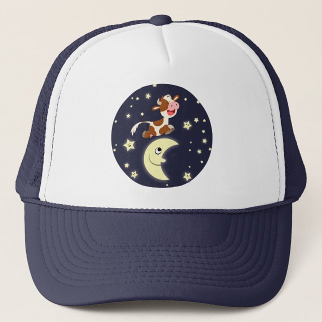 Cartoon Cow Jumped Over The Moon Hat (Front)