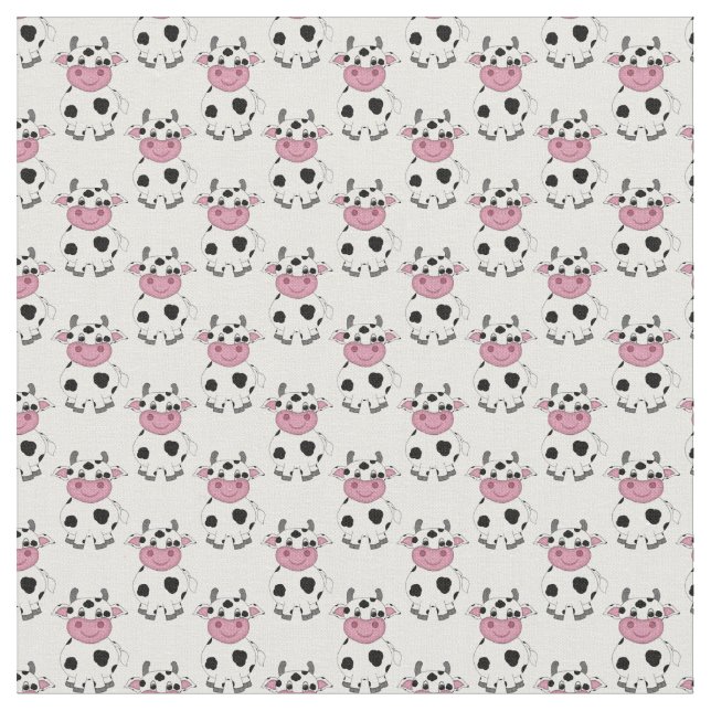 Cartoon Cow Pattern Fabric (Close Up)