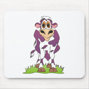 Cartoon Cow Purple Mouse Pad