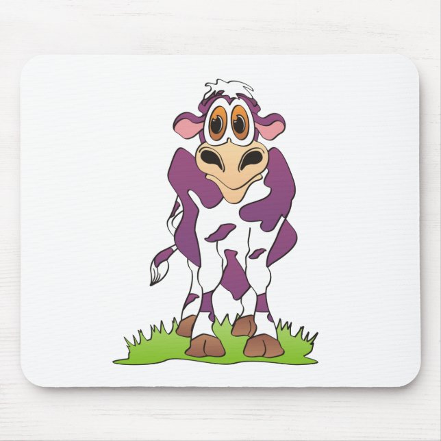 Cartoon Cow Purple Mouse Pad (Front)