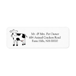 Cartoon Cow Thème Retour Adresse Étiquettes Sticke