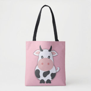 Cartoon Cow With Horns Tote Bag
