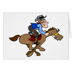 Cartoon Cowboy Gallops Fast Horse