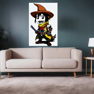 Cartoon Cowboy Witch   AI Art Poster