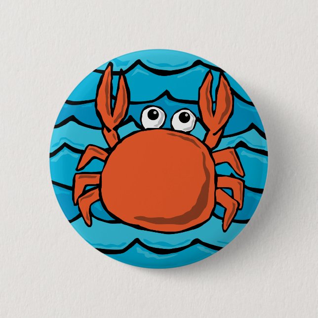 Cartoon Crab 2 Inch Round Button (Front)