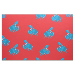 Cartoon Crab Fish Print Pattern Fabric