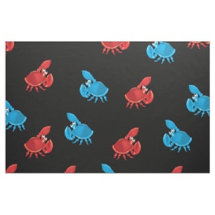 Cartoon Crab Fish Print Pattern Fabric