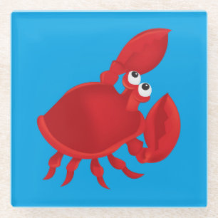 Cartoon crab glass coaster