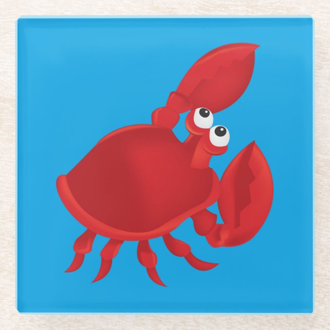 Cartoon crab glass coaster (Front)