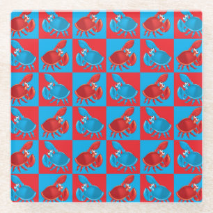Cartoon crab mosaic glass coaster