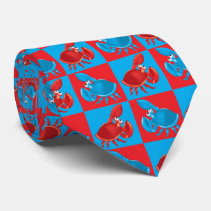 Cartoon crab mosaic tie
