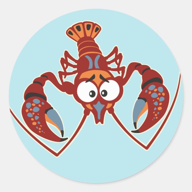 cartoon crayfish classic round sticker (Front)