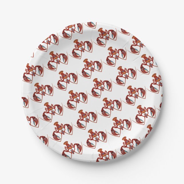 cartoon crayfish paper plate (Front)