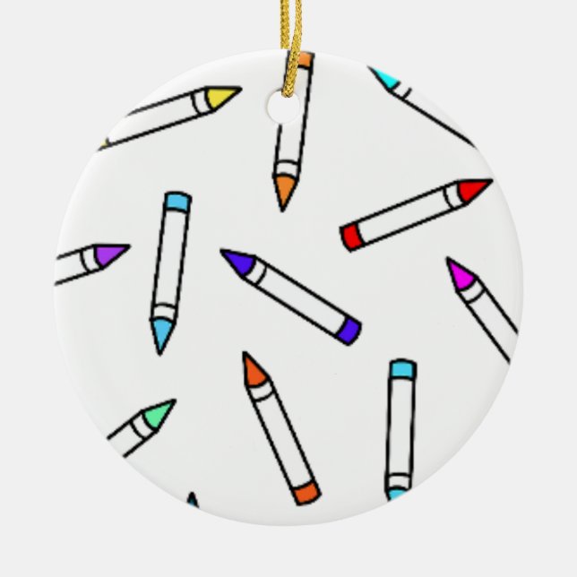 Cartoon Crayon Pattern Ceramic Ornament (Front)