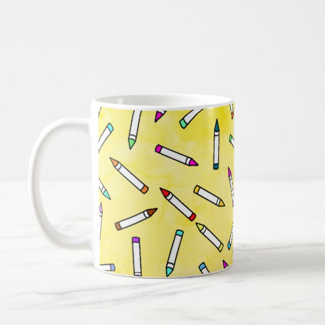 Cartoon Crayon Pattern Coffee Mug (Left)